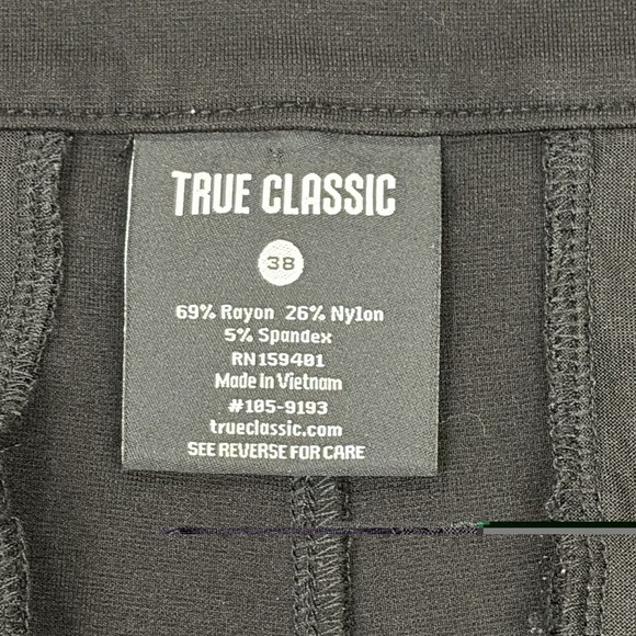 True Classic Men's Slim Fit Commuter Travel Pant 6 Pocket Black Size 38 x 30 - Picture 7 of 8